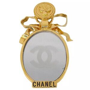 Chanel Bow Mirror Brooch Pin Gold 152869
